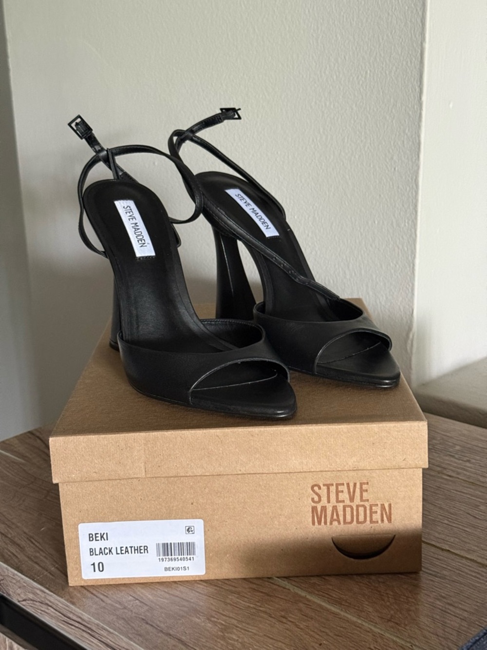Steve Madden Black Slingback Open-Toe Heels